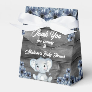 Rustic Blue Boy Elephant Favour Box Baby Shower