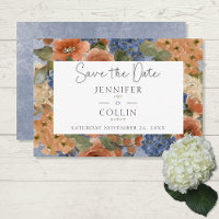 Rustic Blue & Burnt Orange Rust Floral Monogram