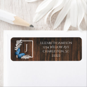 Rustic Blue Butterfly Label