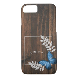 Rustic Blue Butterfly Personalised iPhone 8/7 Case