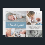 Rustic Blue Custom Photo Collage Baby Boy Birth  Thank You Card<br><div class="desc">Express your heartfelt gratitude with our Rustic Blue Custom Photo Collage Baby Boy Birth Thank You Card. This personalised card allows you to showcase beautiful photos of your baby boy and family, creating a cherished keepsake for your loved ones. Customise this thank you card with your baby's name, birth date,...</div>