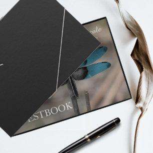 Rustic Blue Dragonfly Wedding Guestbook
