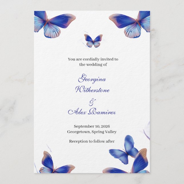 Rustic Blue Editable Photo Wedding Invite (Front)