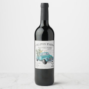 Rustic Blue Farmhouse Truck Wine Labels