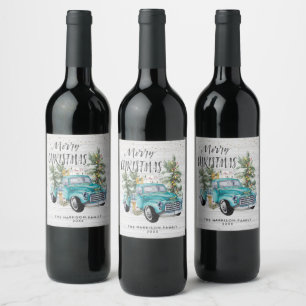 Rustic Blue Farmhouse Truck Wine Labels