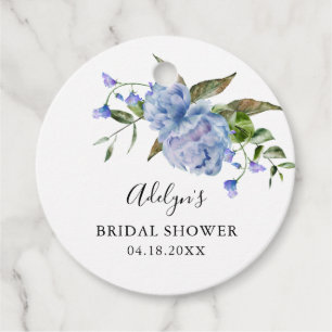 Rustic Blue Floral Bridal Shower Favour Tags