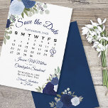 Rustic Blue Floral Elegant Boho Wedding Calendar Save The Date<br><div class="desc">This wedding Save the Date card features a rustic boho chic floral design with script lettering and hand painted watercolor roses in shades of dusty blue. There is a customizable calendar where you can put a heart around your wedding date with space for the couple's name & wedding location. Elegant,...</div>