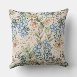Rustic Blue Floral Farmhouse Cushion
