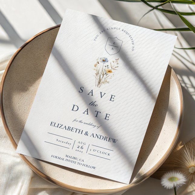 Rustic Blue Floral Garden Wedding Save The Date (Creator Uploaded)