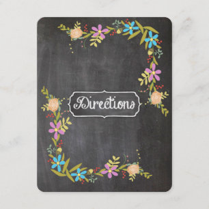 Rustic Blue Floral Garland Chalkboard Wedding Enclosure Card