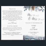 Rustic Blue Floral, Mountains Fox Wedding Program<br><div class="desc">This elegant wedding ceremony design features a captivating blue and sage floral arrangement on the top front cover and an exquisite dusty blue Mountain, forest and fox scene on the bottom. Use of hand written typography. Personalise the wording in both sides. NOTE: this programs arrive flat and require folding down...</div>
