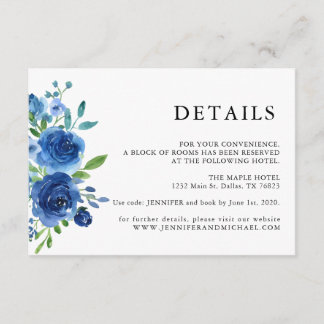 Rustic Blue Floral Wedding Details Enclosure Card