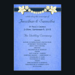 Rustic Blue Floral Wedding Program Templates<br><div class="desc">Rustic Blue Floral © Sunny Mars Designs. Unique classy formal fully customisable custom vintage rusty blue elegant wedding program template with ribbon borders,  modern pretty white flowers on old parchment paper background.</div>