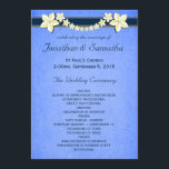 Rustic Blue Floral Wedding Program Templates<br><div class="desc">Rustic Blue Floral © Sunny Mars Designs. Unique classy formal fully customisable custom vintage rusty blue elegant wedding program template with ribbon borders,  modern pretty white flowers on old parchment paper background.</div>