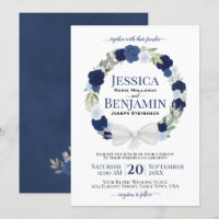 Rustic Blue Floral Wreath Elegant Boho Wedding