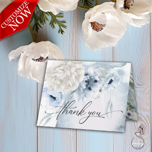 Rustic Blue Flowers White Dahlia Garden Thank You