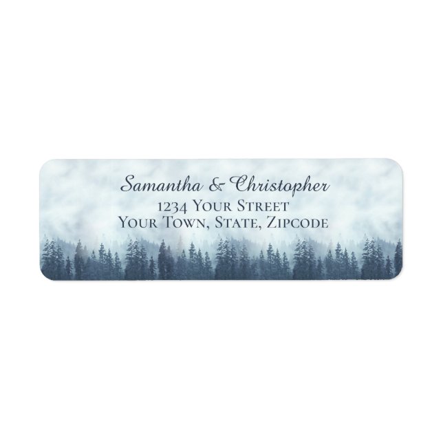 Rustic Blue Forest Small Wedding Return Address (Front)