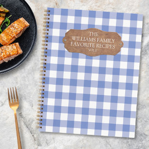 Rustic Blue Gingham Farmhouse Family Recipe Notebook