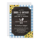 Rustic Blue Gingham Sunflowers Baby-Q Shower