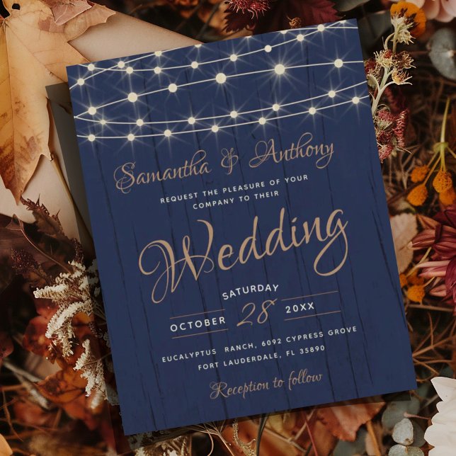 Rustic Blue & Gold String Lights Budget Wedding  (Creator Uploaded)