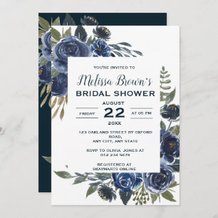 Rustic Blue Green Eucalyptus Floral Bridal Shower Invitation