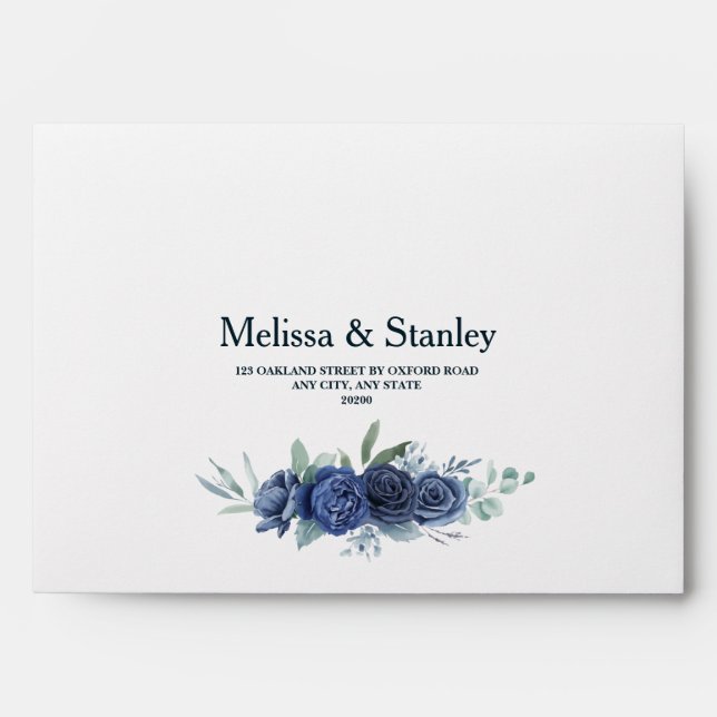 Rustic Blue Green Eucalyptus Watercolor Wedding Envelope (Front)