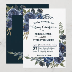 Rustic Blue Green Eucalyptus Watercolor Wedding  Invitation