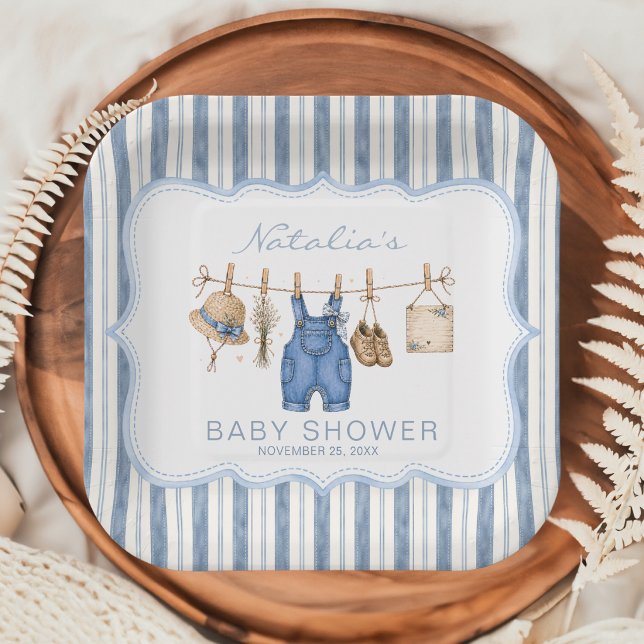 Rustic Blue Jean Baby Shower Paper Plate (Creator Uploaded)