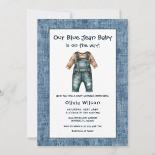 Rustic Blue Jean Boy Baby Shower Invitation