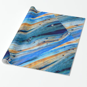 rustic blue juniper wood boards wrapping paper