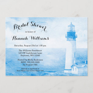 Rustic Blue Lighthouse Bridal Shower Invitation