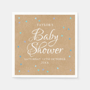 Rustic Blue Love Hearts Baby Boy Shower / Sprinkle Napkin