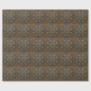 Rustic Blue Mandala Stone Coaster Vintage Boho D Wrapping Paper