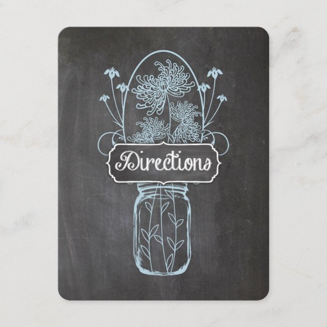 Rustic Blue Mason Jar Chalkboard Wedding Enclosure Card (Front)