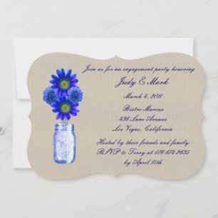 Rustic Blue Mason Jar Engagement Party Invite
