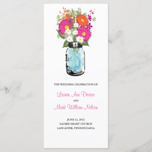 Rustic Blue Mason Jar Gerber Daisies Program Programme