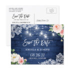 Rustic Blue Mason Jar Lights Wedding Save the Date
