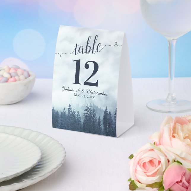 Rustic Blue Misty Mountains Wedding Table Number (Insitu(Wedding))