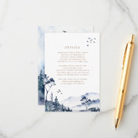 Rustic Blue Mountain Wedding Details Card