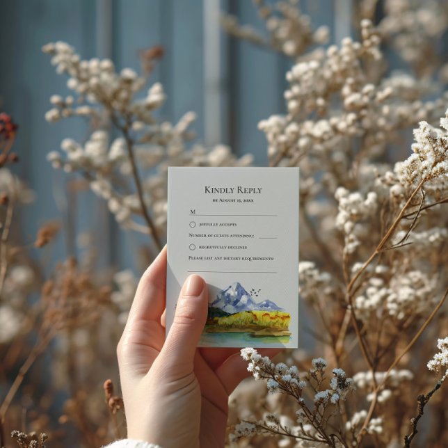Rustic Blue Mountain Wedding Response Card (Creator Uploaded)