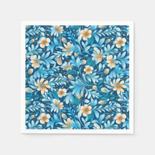 Rustic blue orange floral napkin