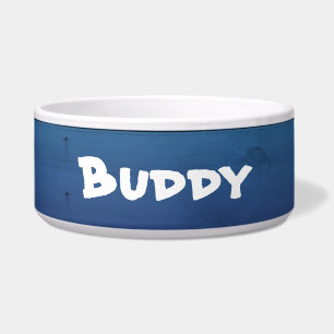 Rustic Blue Personalised Large Dog Bowl : EDITABLE