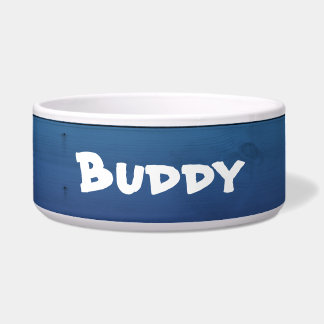 Rustic Blue Personalised Large Dog Bowl : EDITABLE
