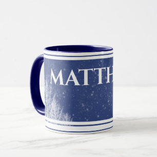 Rustic Blue Personalised Name Mug