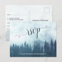 Rustic Blue Pine Trees Outdoor Wedding RSVP