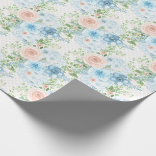 Rustic Blue Pink Green Floral Shabby Chic Wrapping Paper