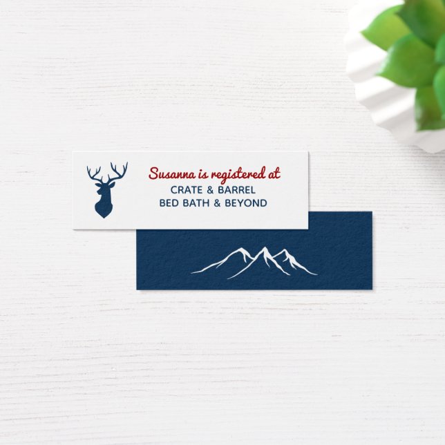 Rustic Blue Red Deer Mountain Bridal Registry Card (Desk)