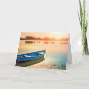 Rustic Blue Rowboat Father's Day Card