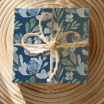 Rustic Blue & Teal Floral Watercolor Pattern Wrapping Paper Sheet<br><div class="desc">This is a gorgeous original watercolor design created in our studio. The delicate dusty blue flowers contrast beautifully with the green foliage elements,  on a dark teal background. Great for weddings,  anniversaries,  birthdays and more.</div>