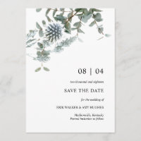 Rustic Blue Thistle Floral Save the Date